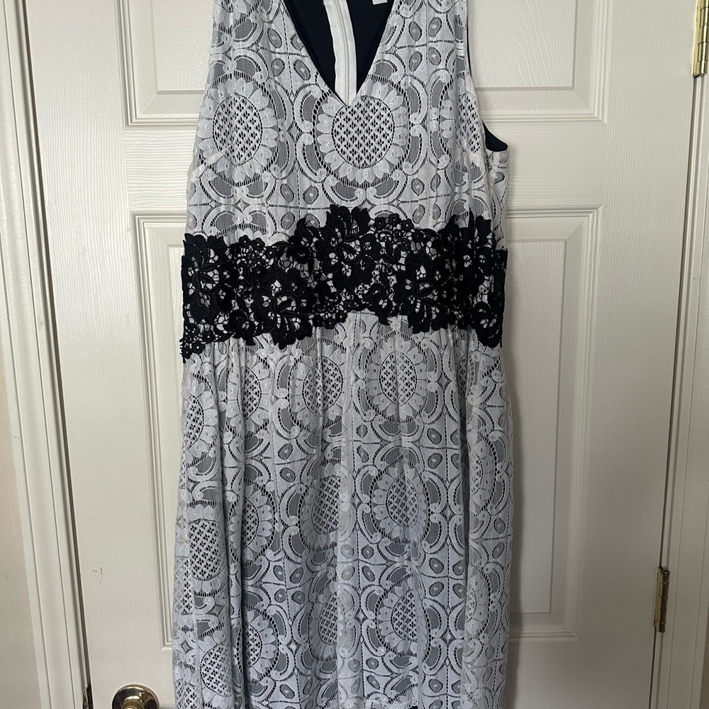 New York & Company Black and White Lace Dress